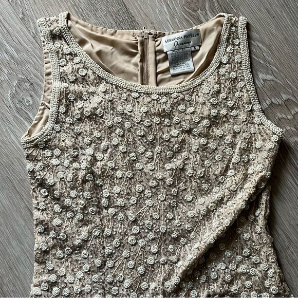 Vtg Adrianna Pappel Evening Silk Beaded Embroidered Pearl Sleeveless Top S - Picture 15 of 16